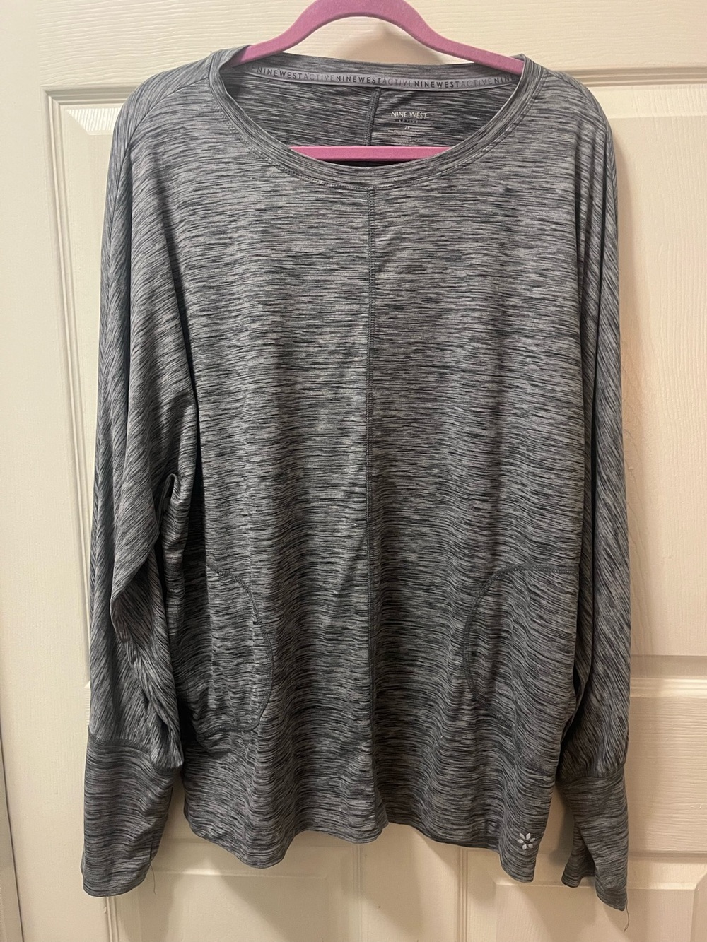 Nine West Active Gray Space Dye Long Sleeve Performance Top Women’s 2X Plus